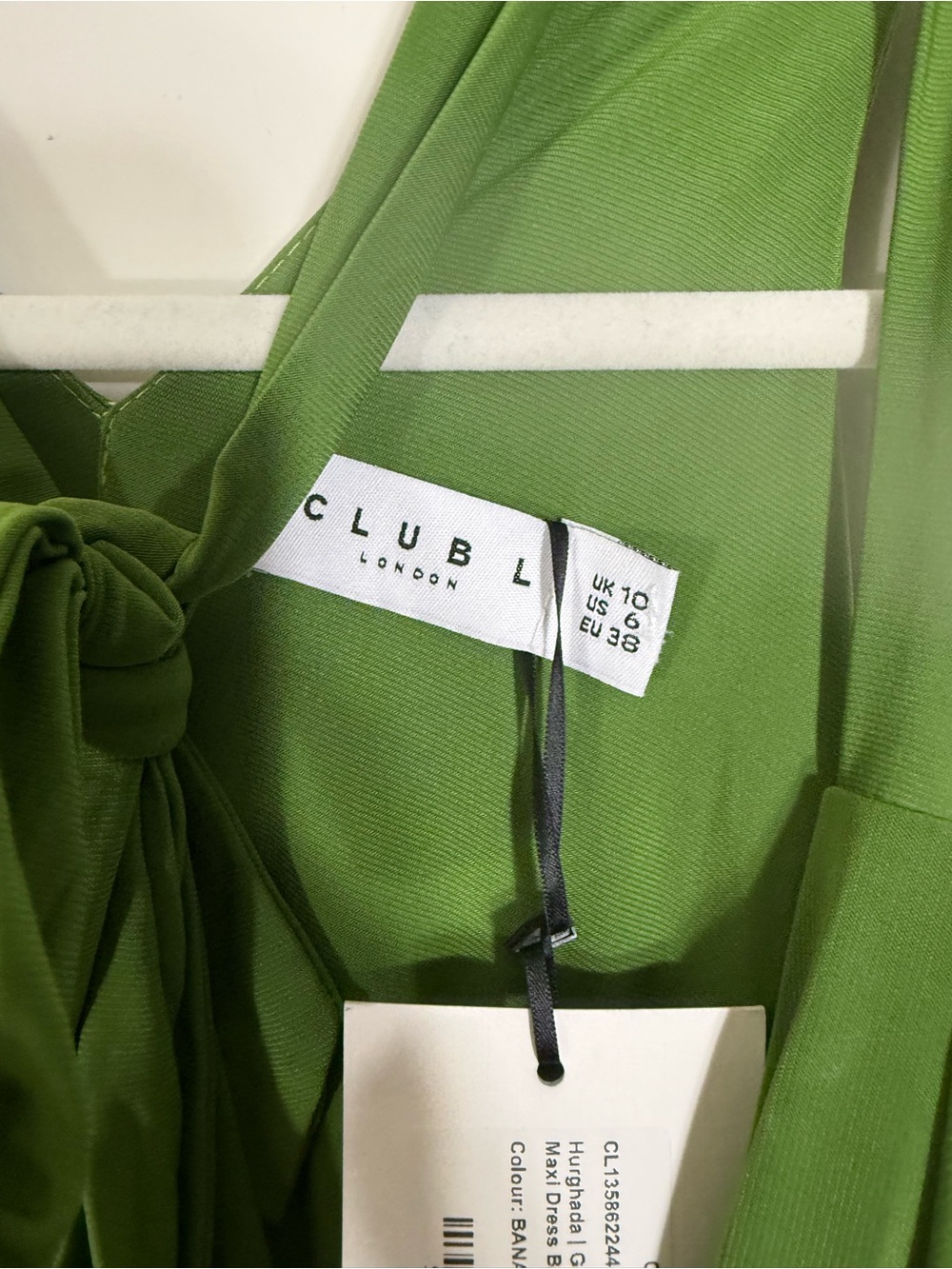 NWT Club L London Hurghada Green Plunge Long Sleeve Maxi Dress Green Size 6 - Picture 9 of 9